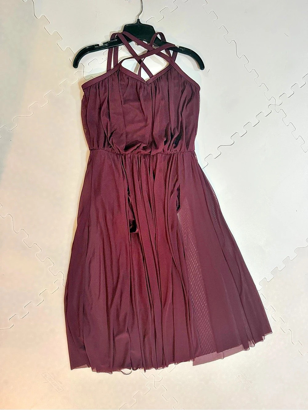 Weissman Burgundy Midi dance Dress Size XL youth with black jazz dance vest
